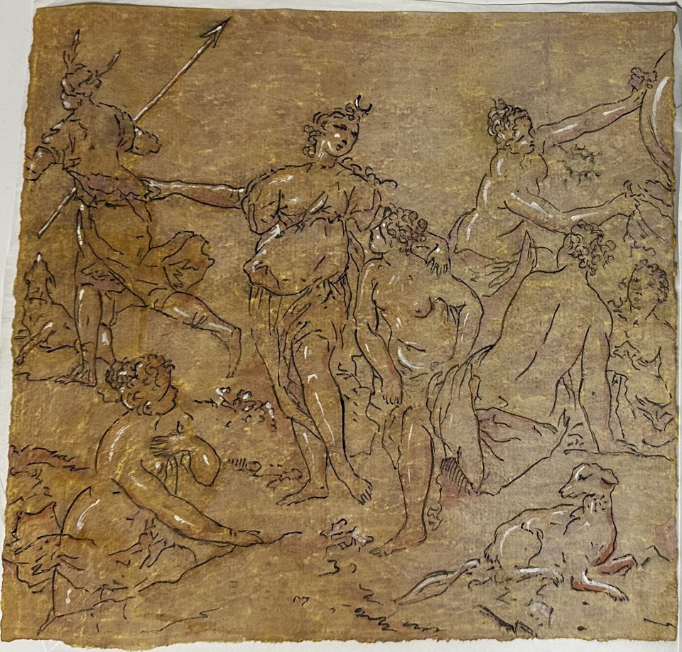 Figurální kresba na ručním papíře