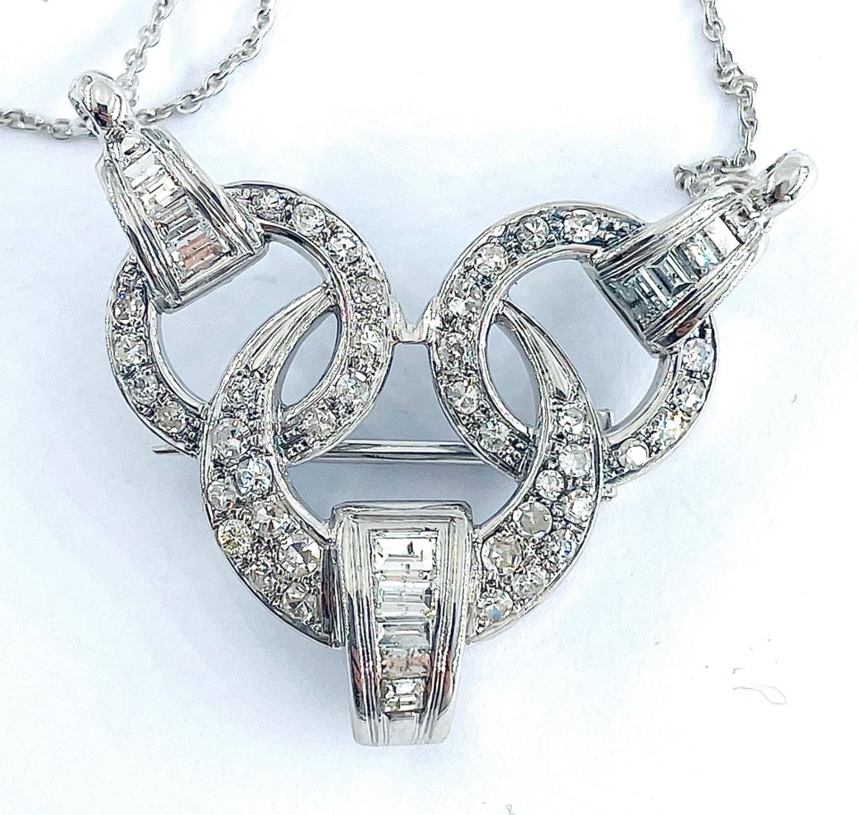 Women's white gold necklace with diamonds