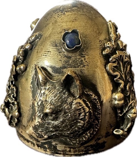 Russian silver egg featuring a wolf and a bull - 4