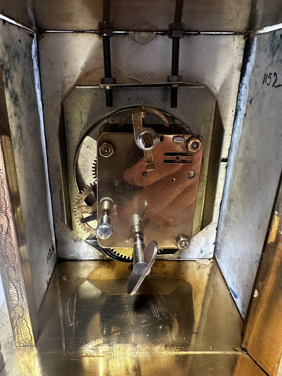 French Cloisonné Enamel Portico Mantel Clock