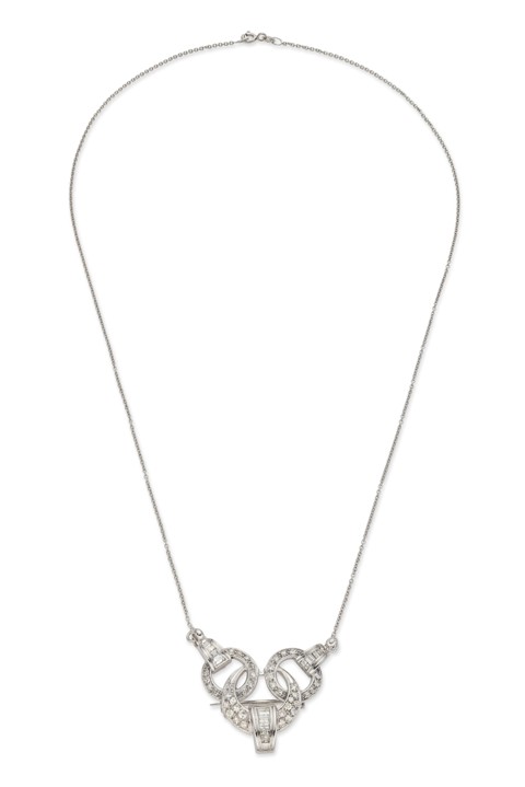 Women's white gold necklace with diamonds