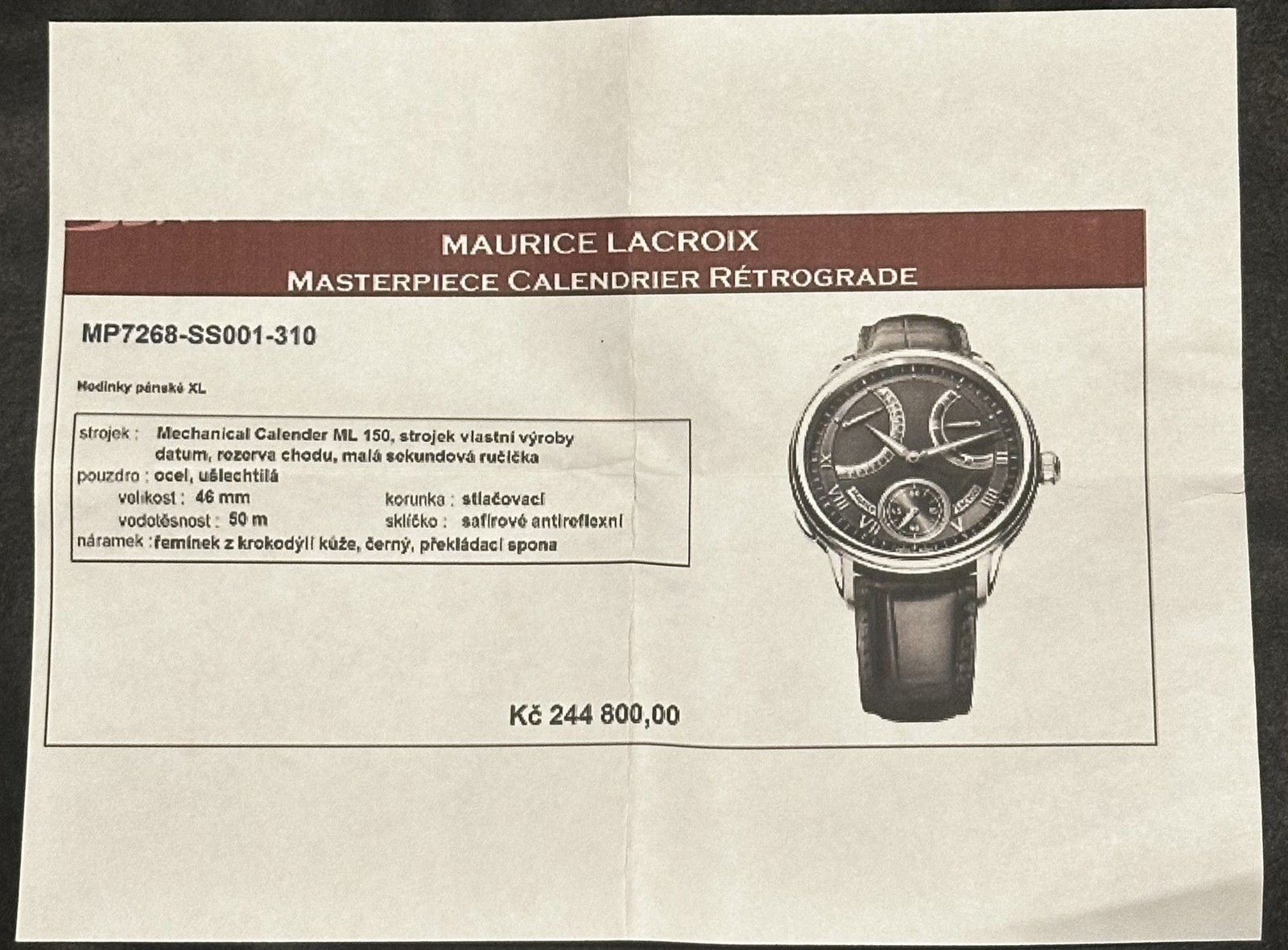 Maurice Lacroix Masterpiece Calndier Retrograde