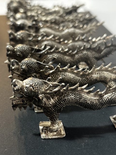 Silver set of decorative dragons - 10