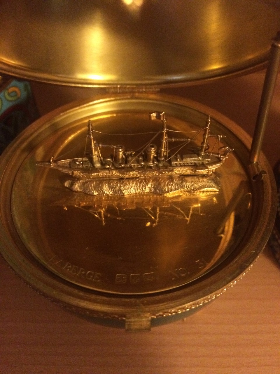 Modern Faberge egg with tsar's yacht