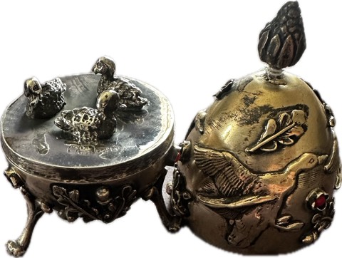Russian silver egg featuring wild birds - 1