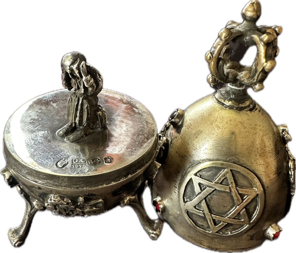 Russian silver egg with a Jewish theme