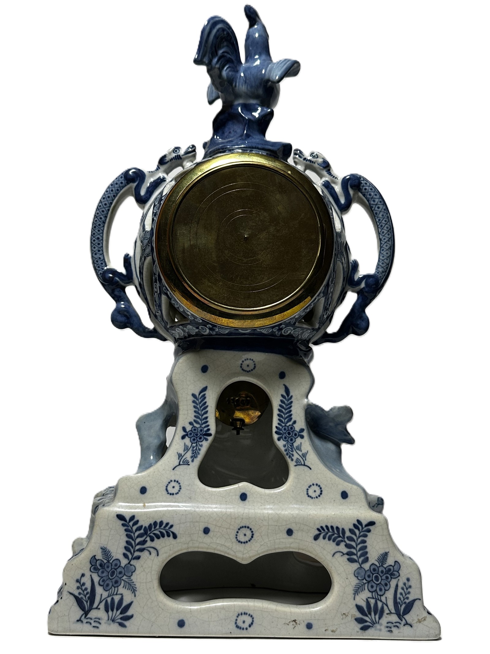 Three-Piece Delft Blue Porcelain Clock Garniture