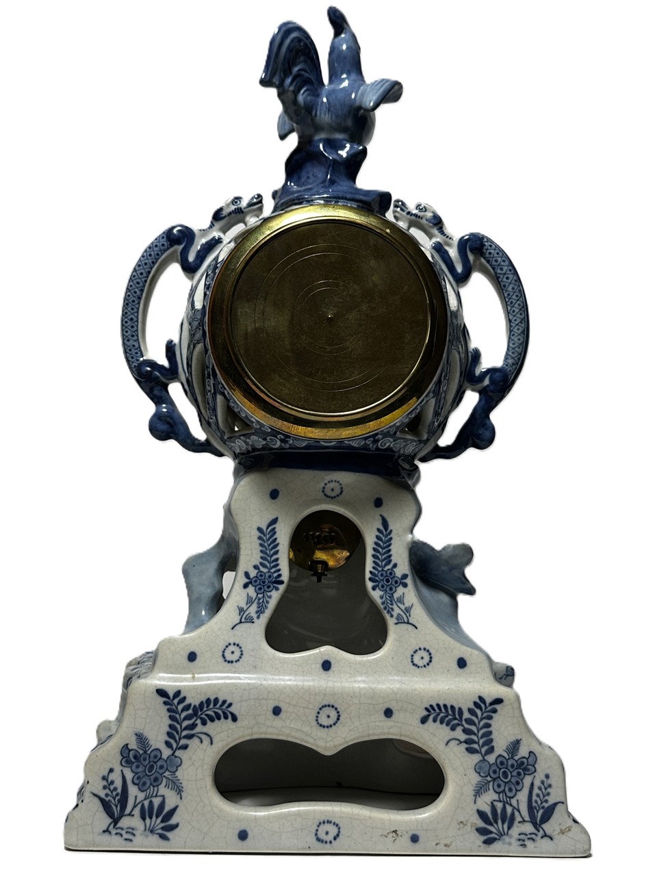 Three-Piece Delft Blue Porcelain Clock Garniture