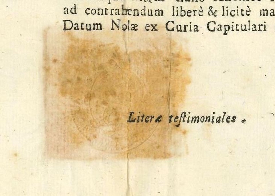 Catholic Testimonial Letter – Diocese of Nola, Italy, under Pope Pius VI (1775–1799)