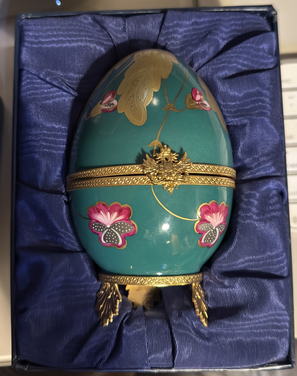 Modern Faberge egg with tsar's yacht
