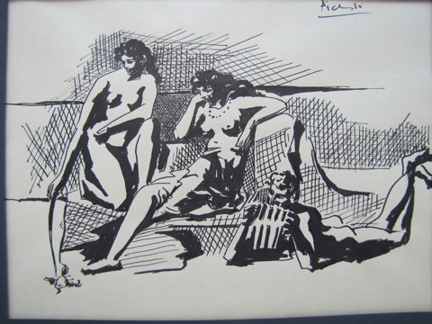 Pablo Picasso - Nude Figures with a Flute - 1