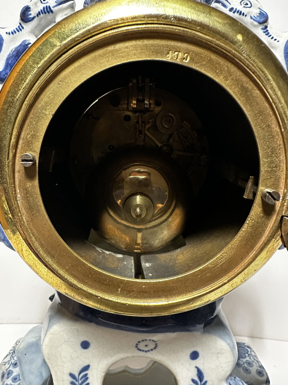 Three-Piece Delft Blue Porcelain Clock Garniture