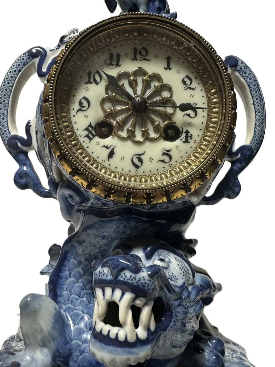 Three-Piece Delft Blue Porcelain Clock Garniture