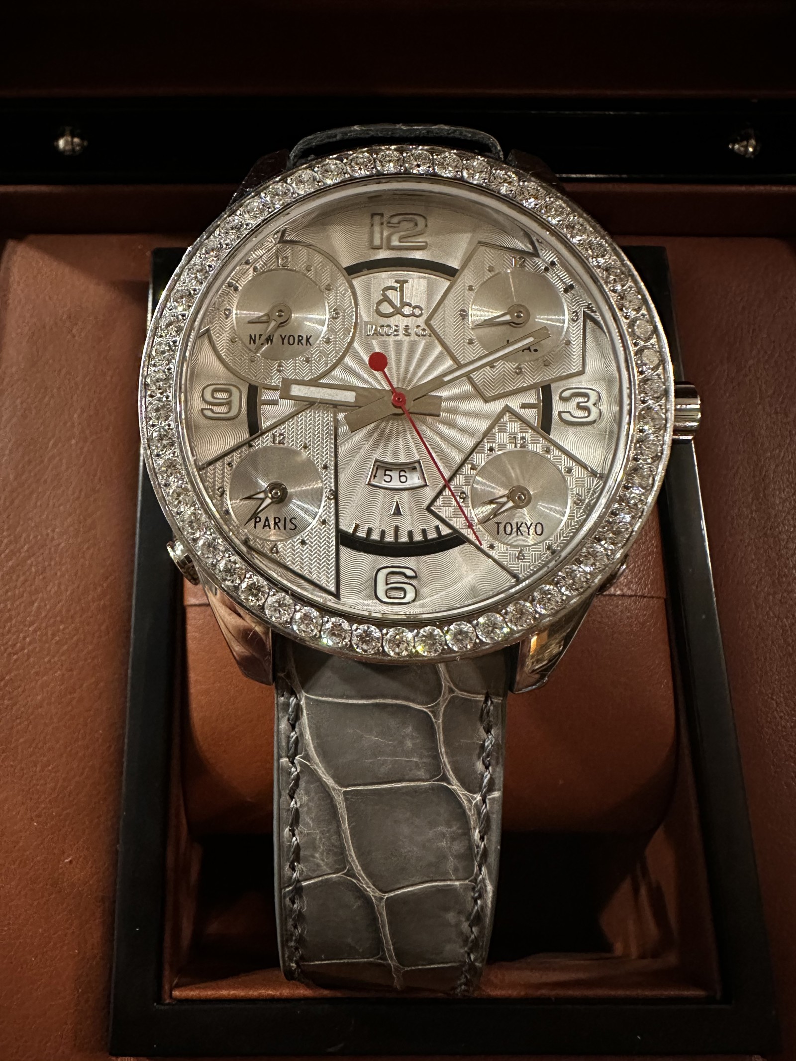 Jacob & Co, five world time zones with diamond bezel